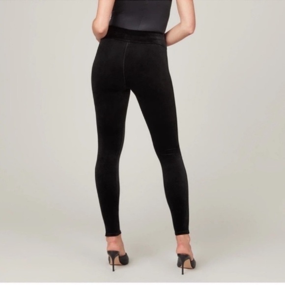 SPANX Black Velvet Tummy Control High Waisted Tights Leggings Size Small EUC - Picture 2 of 15